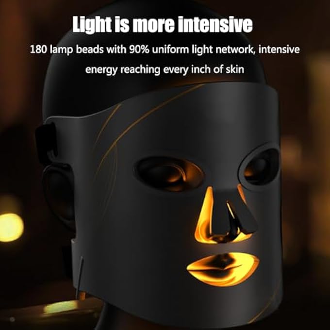 STRBOXONG LED LIGHT THERAPY MASK, CORDLESS LIGHT THERAPY LED FACE MASK, 4 LIGHT SOURCES, 3-SPEED INTENSITY ADJUSTMENT, 180 LAMP BEADS, SOFT SILICONE MATERIAL, FOR REPAIR/ACNE CONTROL/BRIGHTEN SKIN - Image 2
